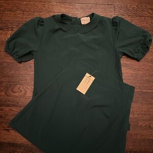 Elegant Dark Green Skirt Set